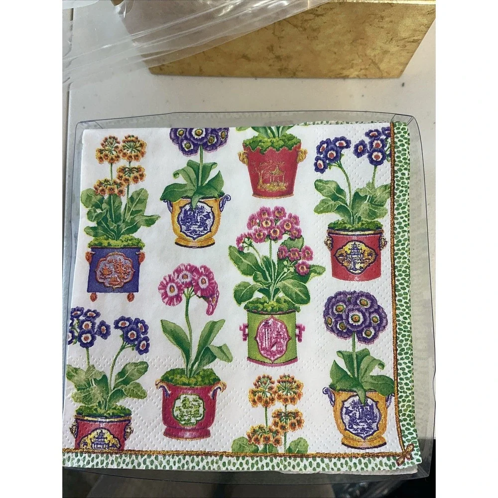 Caspari -‎ Primroses Paper Cocktail Napkins 5 boxes of 40each Bridal shower